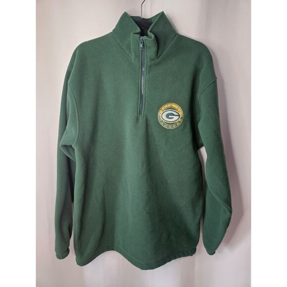 Vintage Sport One Green Bay Packers 3/4 Zip Green Fleece Sweatshirt Mens Medium - Picture 1 of 5